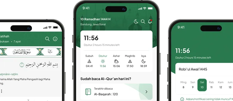Tampilan aplikasi AyoMuslim di perangkat mobile